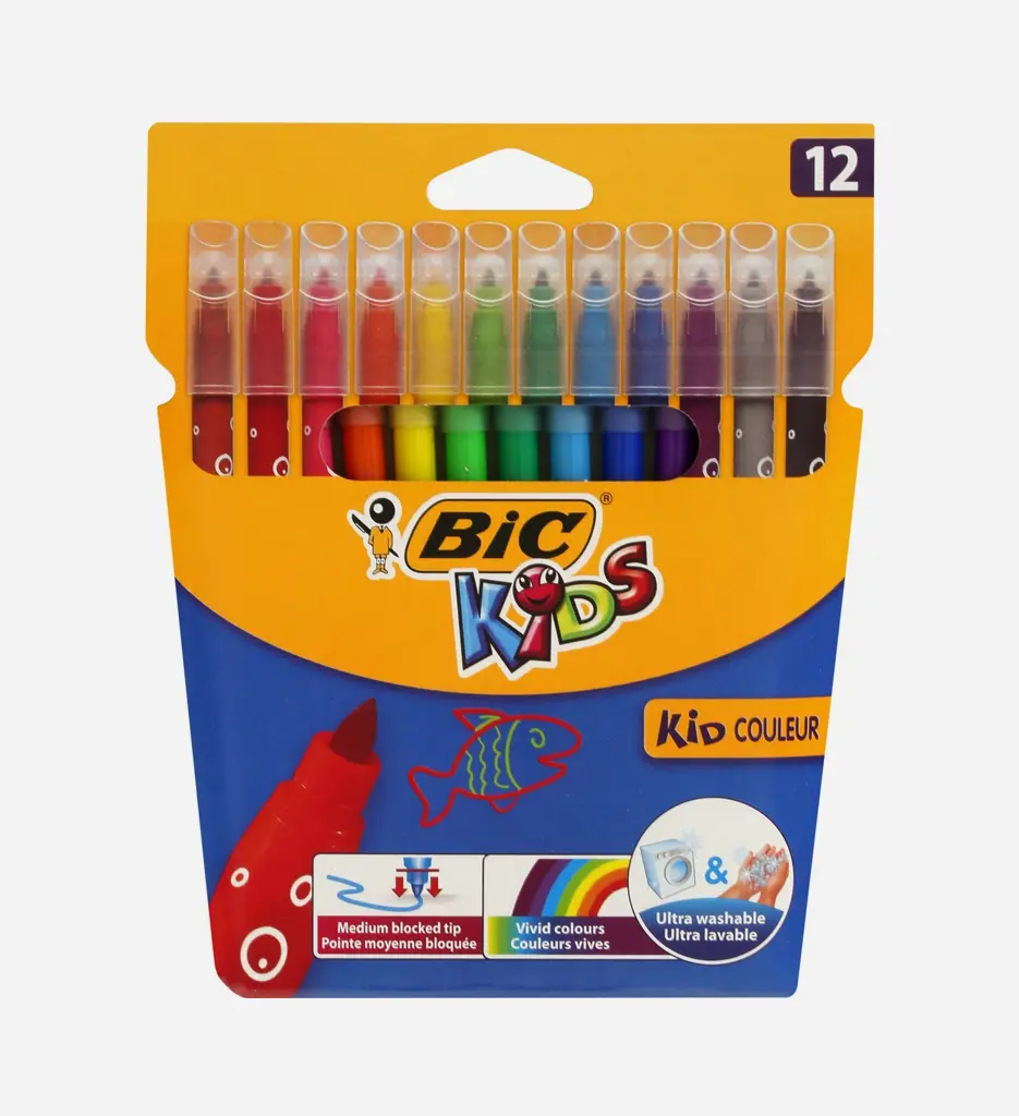 Pack de 12 Crayons Feutres de coloriage Kids - BIC