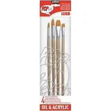 Pochette De 4 Pinceaux Polyamide Doré Pop Art - Pébéo