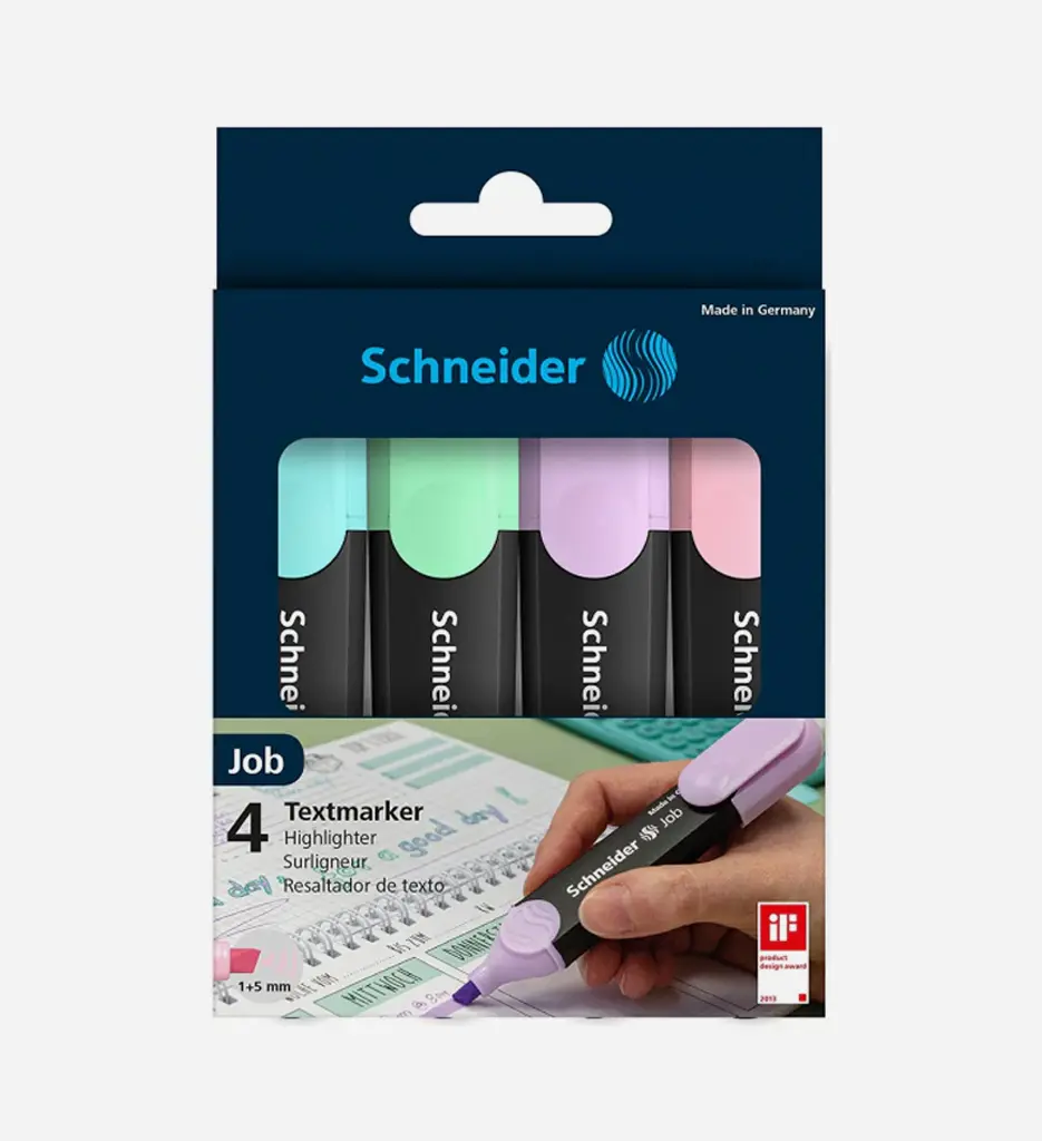 Pochette De 4 Surligneurs Fluo Job 150 Pastel - SCHNEIDER 