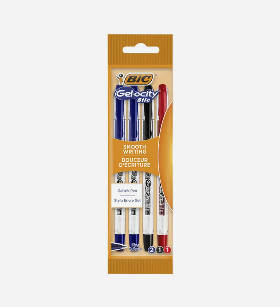 Pochette de 4 Stylos Gelocity Assorties - BIC