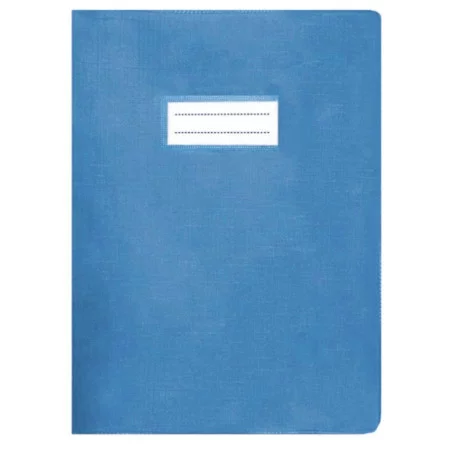 Protège-cahier en PVC LINO 17x22cm - Bleu