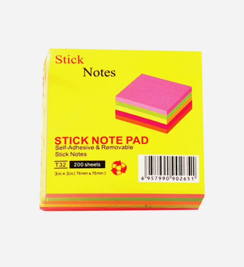 Stick Note 75x75 Assortis Fluo 200F T32