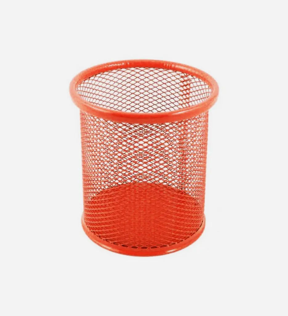 Pot à Stylo Rond Métal - Orange