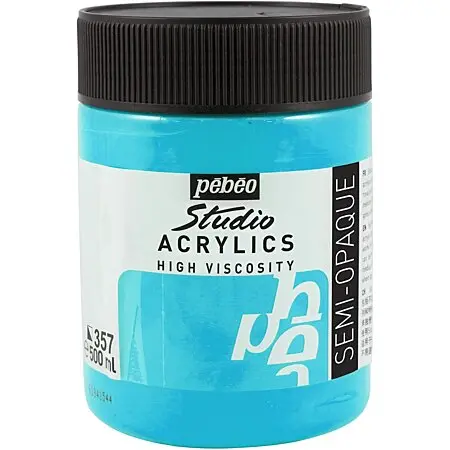 Acrylique Studio High Viscosity 500Ml Bleu vert iridescent - Pébéo