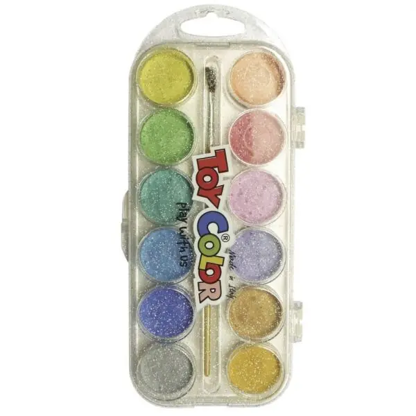 Boite de 12 Aquarelles 30cm Nacrées + pinceau - TOY COLOR 