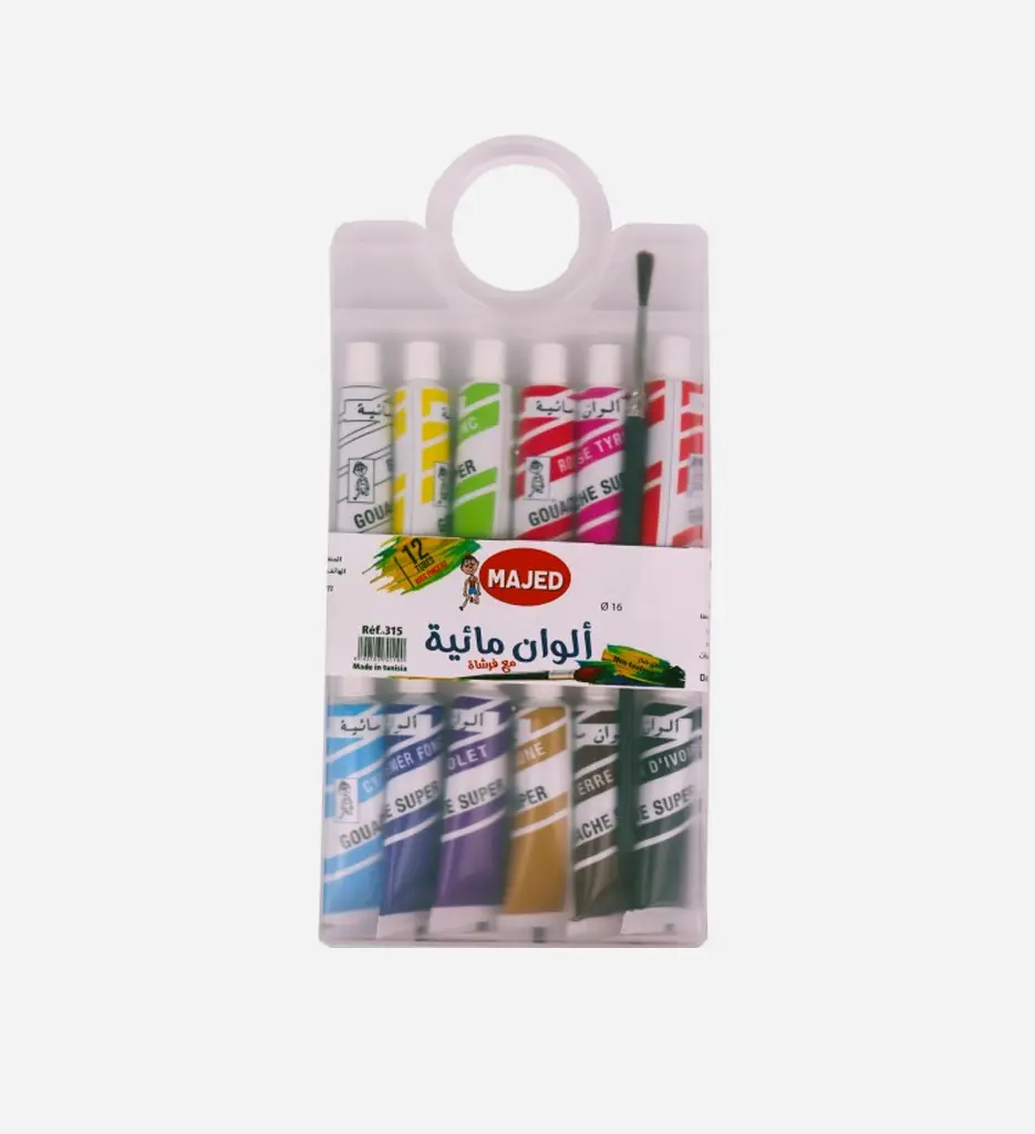 Boite de 12 tubes gouache avec Pinceau