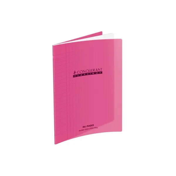 Cahier Piqué 96P 17x22 90Gr PP Rose - Conquérant