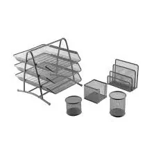 Ensemble De Bureau en Métal 5 Pièces - Noir