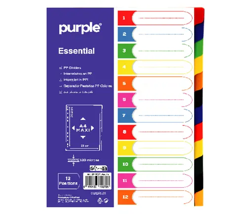 Jeu d'intercalaires Maxi en PP 12 Positions - PURPLE