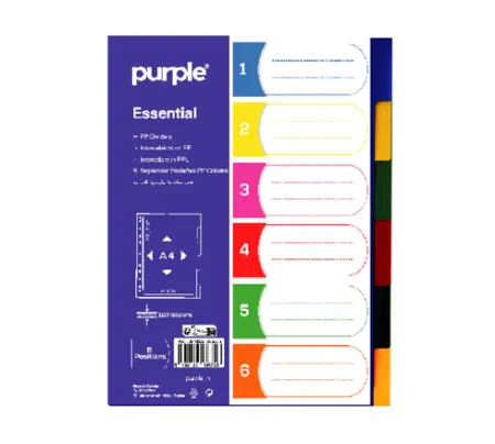 Jeu d'intercalaires Maxi en PP 6 Positions - PURPLE