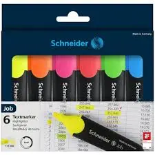 Pochette De 6 Surligneurs Fluo Job 150 - SCHNEIDER 