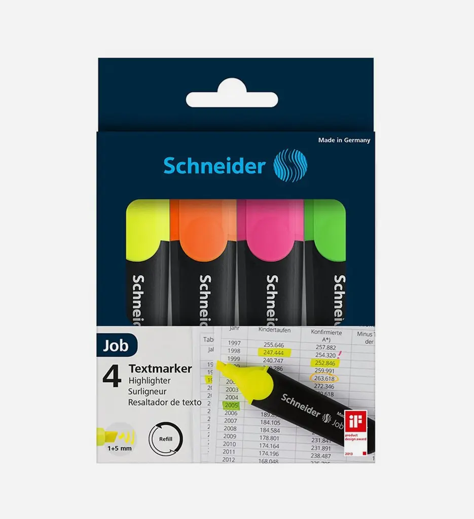 Pochette 4 Surligneurs Fluo Job 150 - SCHNEIDER 