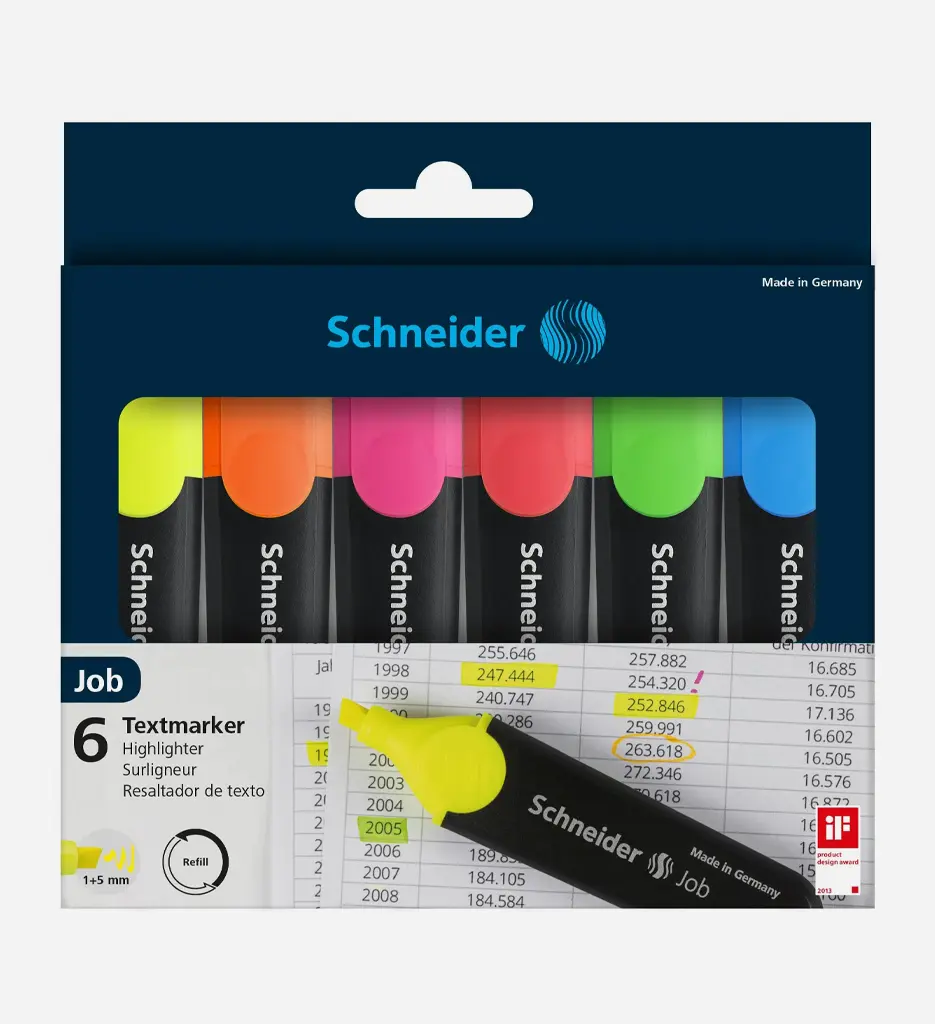 Pochette De 6 Surligneurs Fluo Job 150 - SCHNEIDER