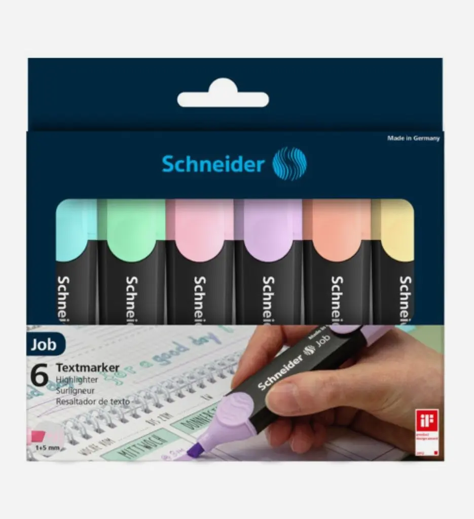 Pochette De 6 Surligneurs Fluo Job 150 Pastel - SCHNEIDER 
