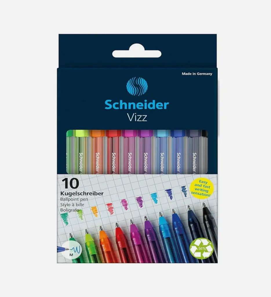 Pochette de 10 Stylo à Bille Vizz M Assorties - SCHNEIDER