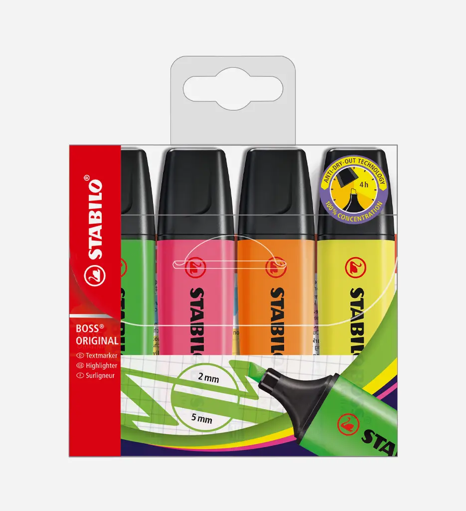 Pochette de 4 Surligneurs Boss Original 70/4 - STABILO