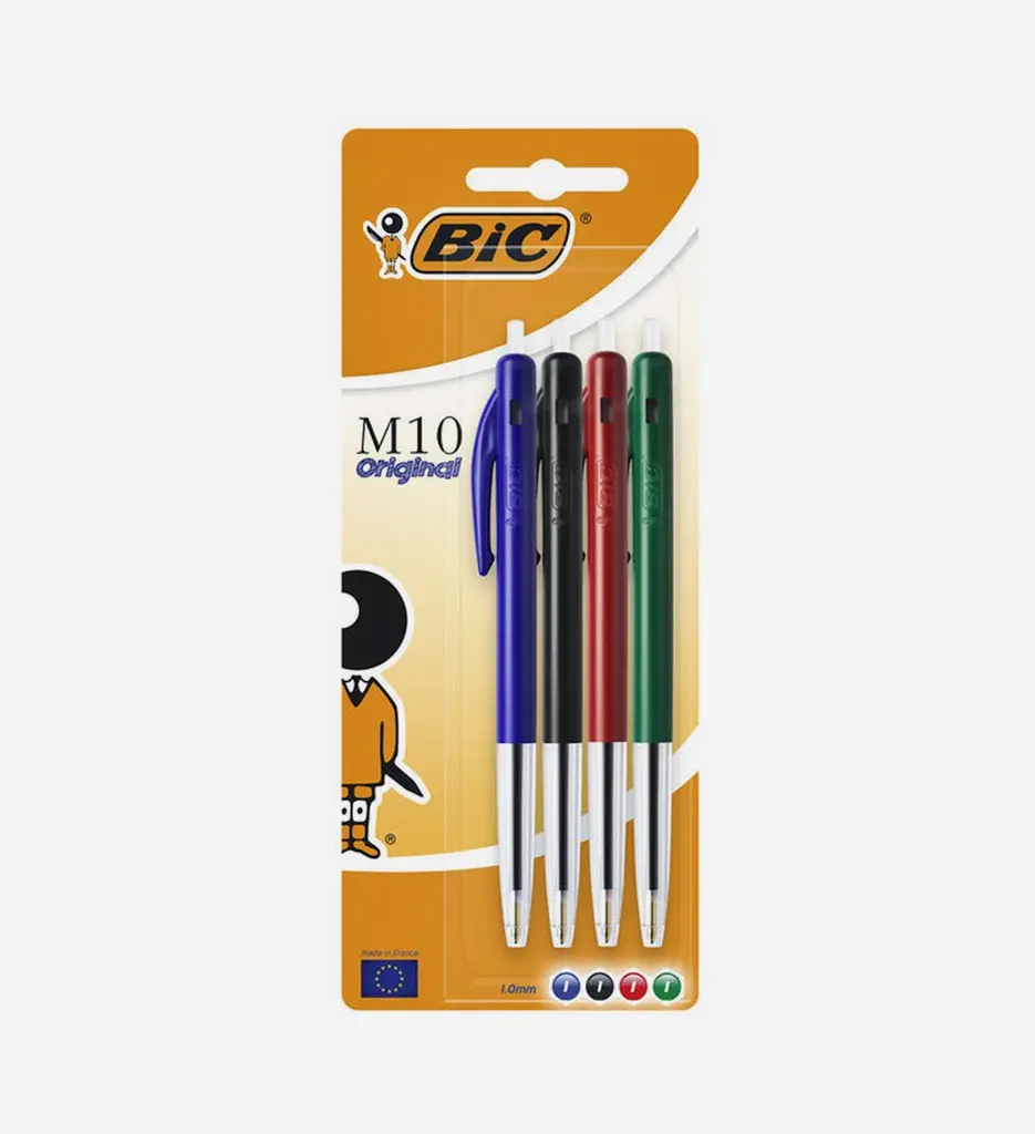 Pochette de 4 Stylo à Bille Rétractable Assorties M10 - BIC