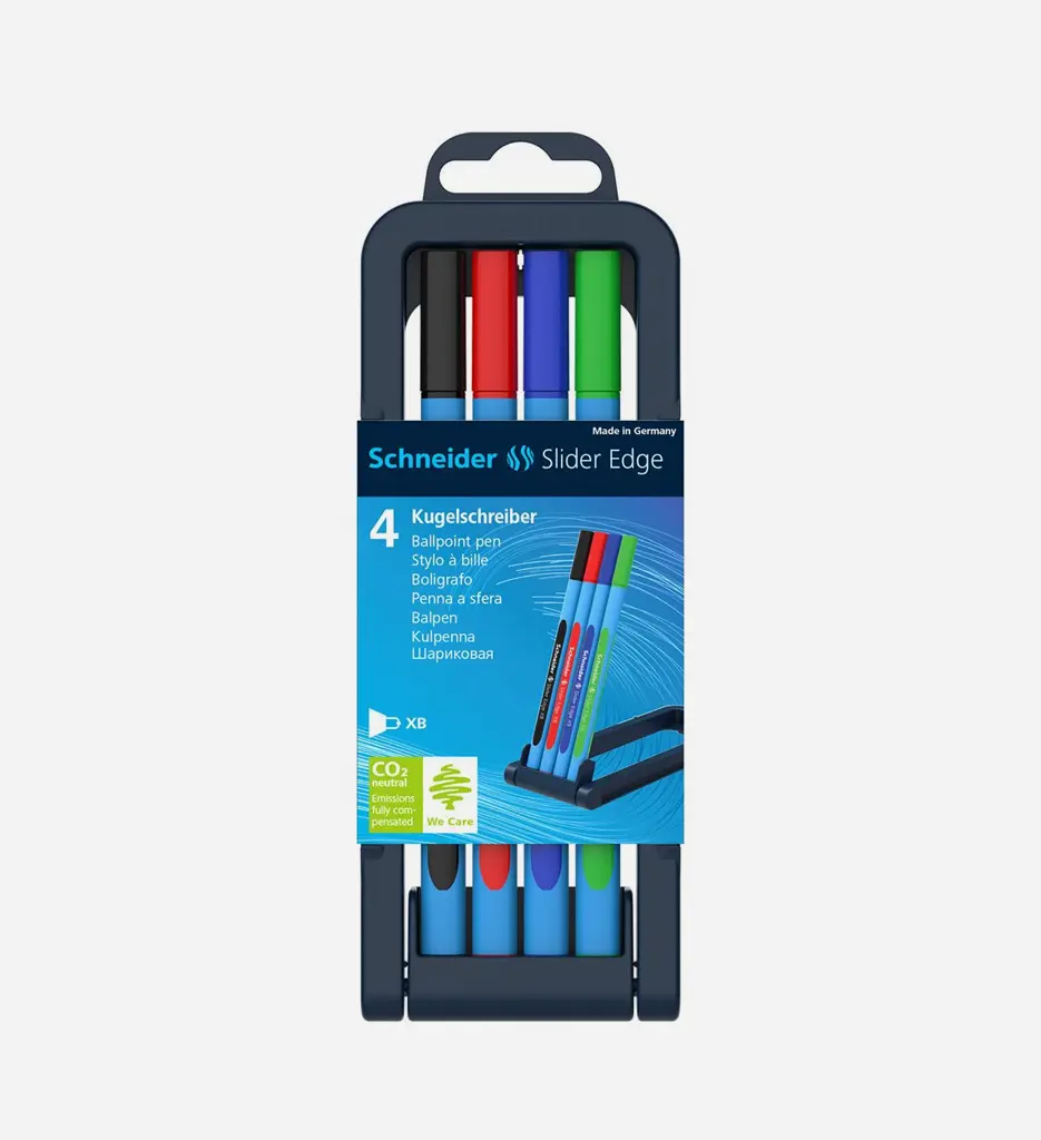 Pochette de 4 Stylo à Bille Slider EDGE XB Assorties - SCHNEIDER 