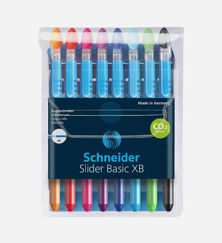 Pochette de 8 Stylos Slider Basic XB Assorties - SCHNEIDER