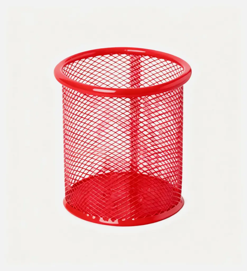 Pot à Stylo Rond Métal - Rouge