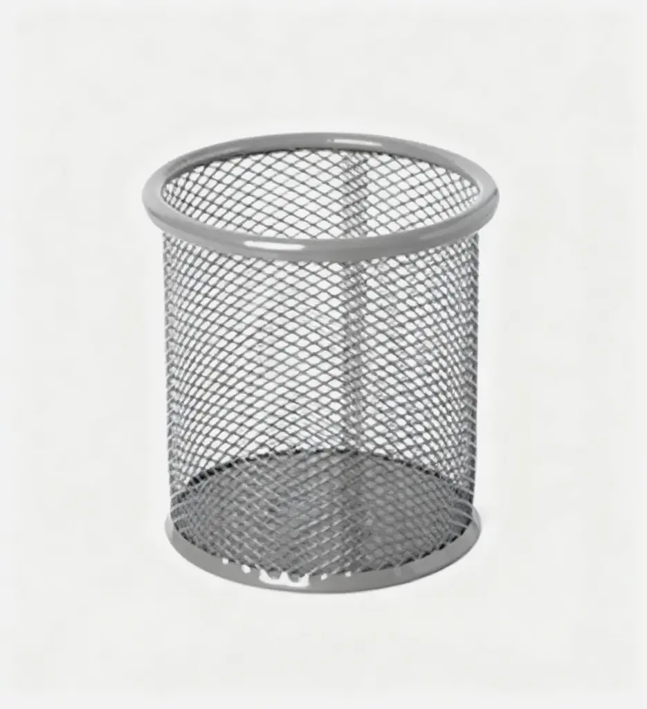 Pot à Stylo Rond Métal - Gris