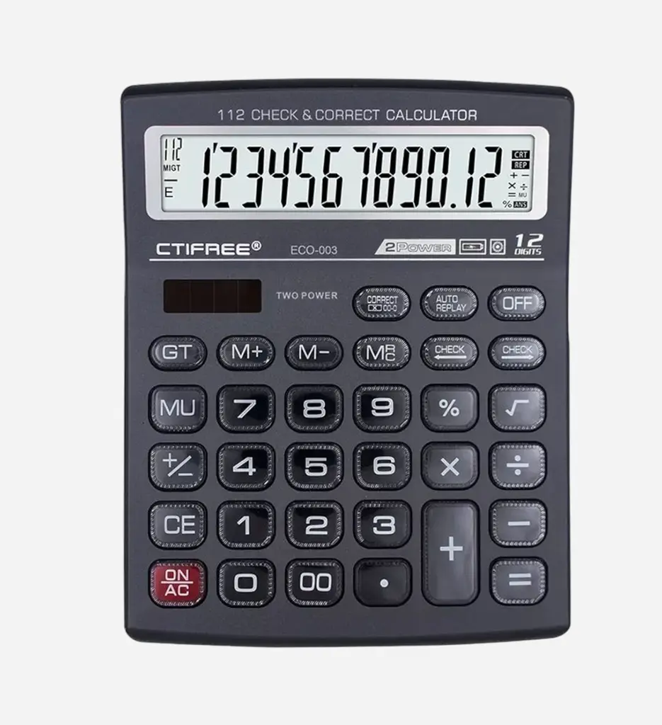 Calculatrice de Bureau 12 Chiffres ECO-001 - CTIFREE