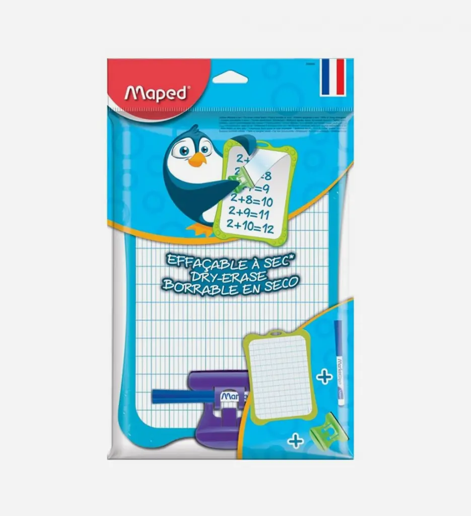 Ardoise Blanche effaçable Maped avec accessoires