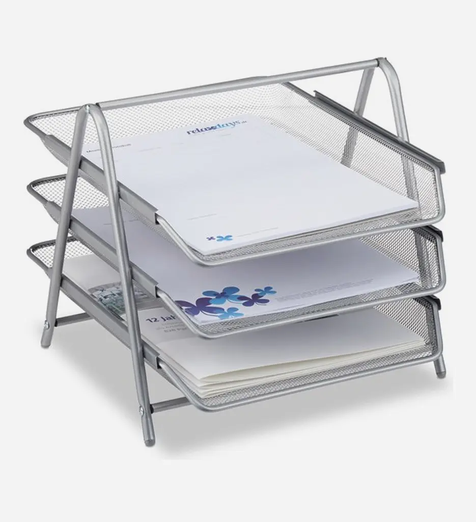 Bac à Courrier Métal 3 étages Argent