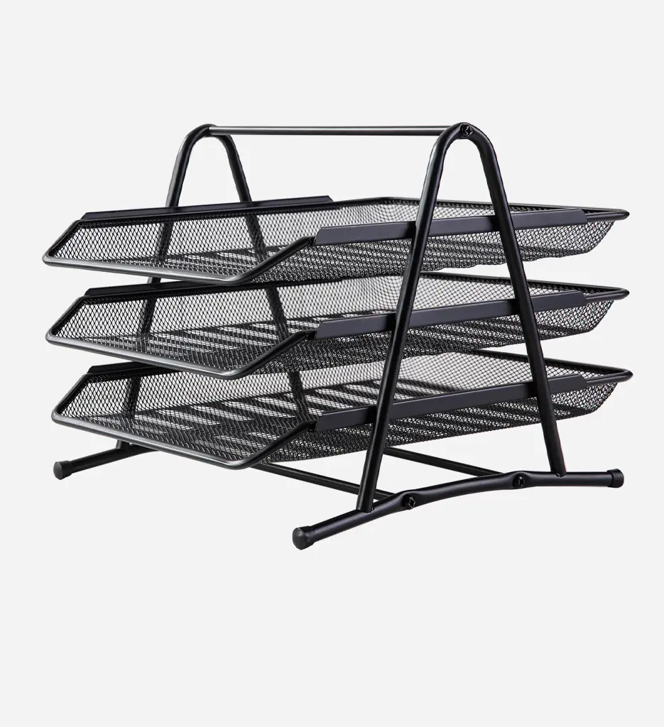 Bac à Courrier Métal 3 étages Noir - DELI