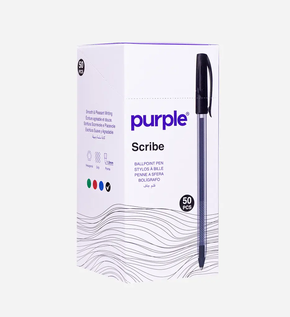 Boite de 50 Stylo à Bille Scribe Noir - PURPLE