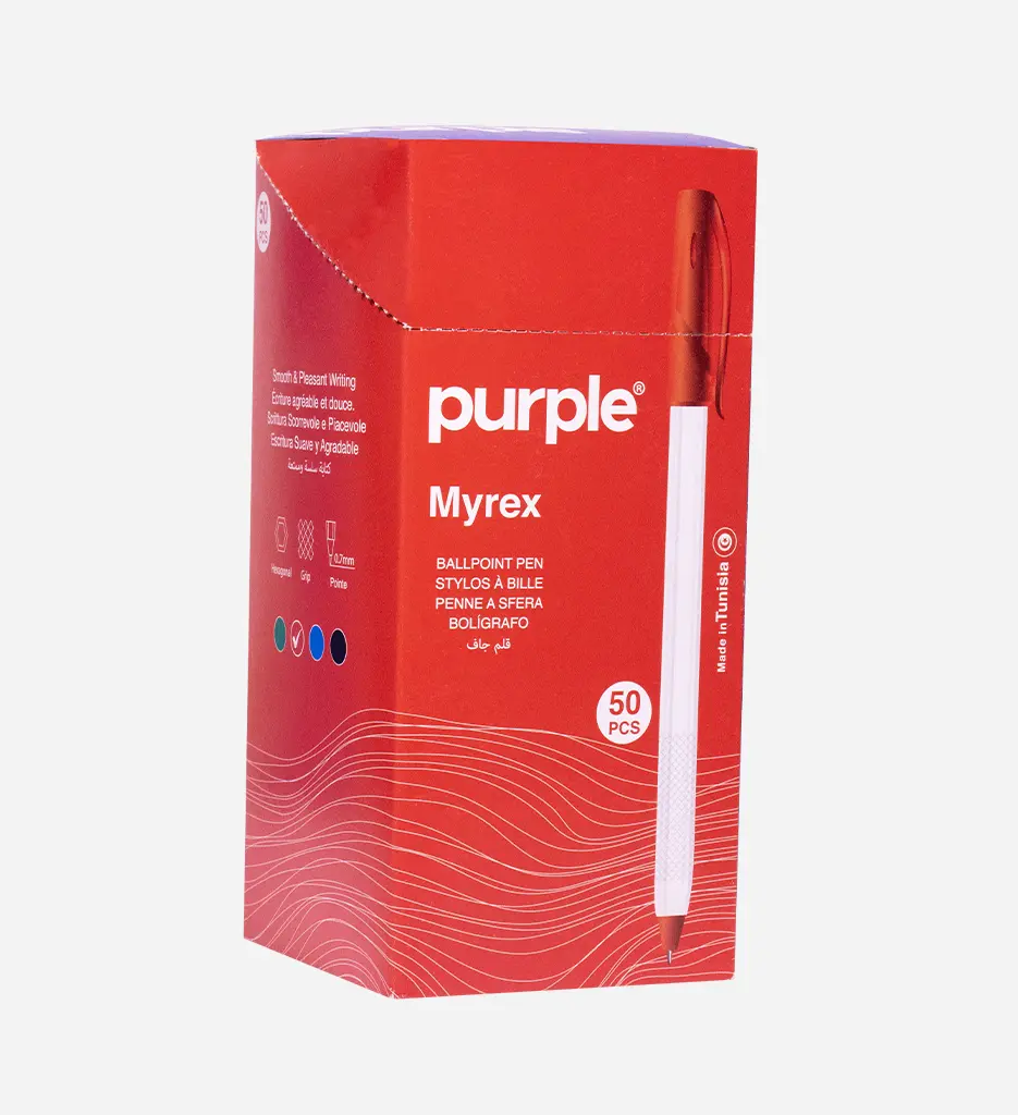 Boite de 50 stylos à bille fine Myrex - Rouge