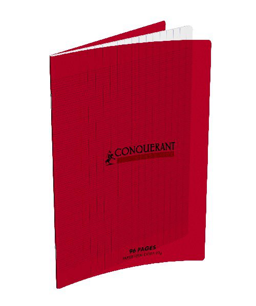 Cahier Piqué 96P 17X22 90Gr PP Rouge - CONQUERANT