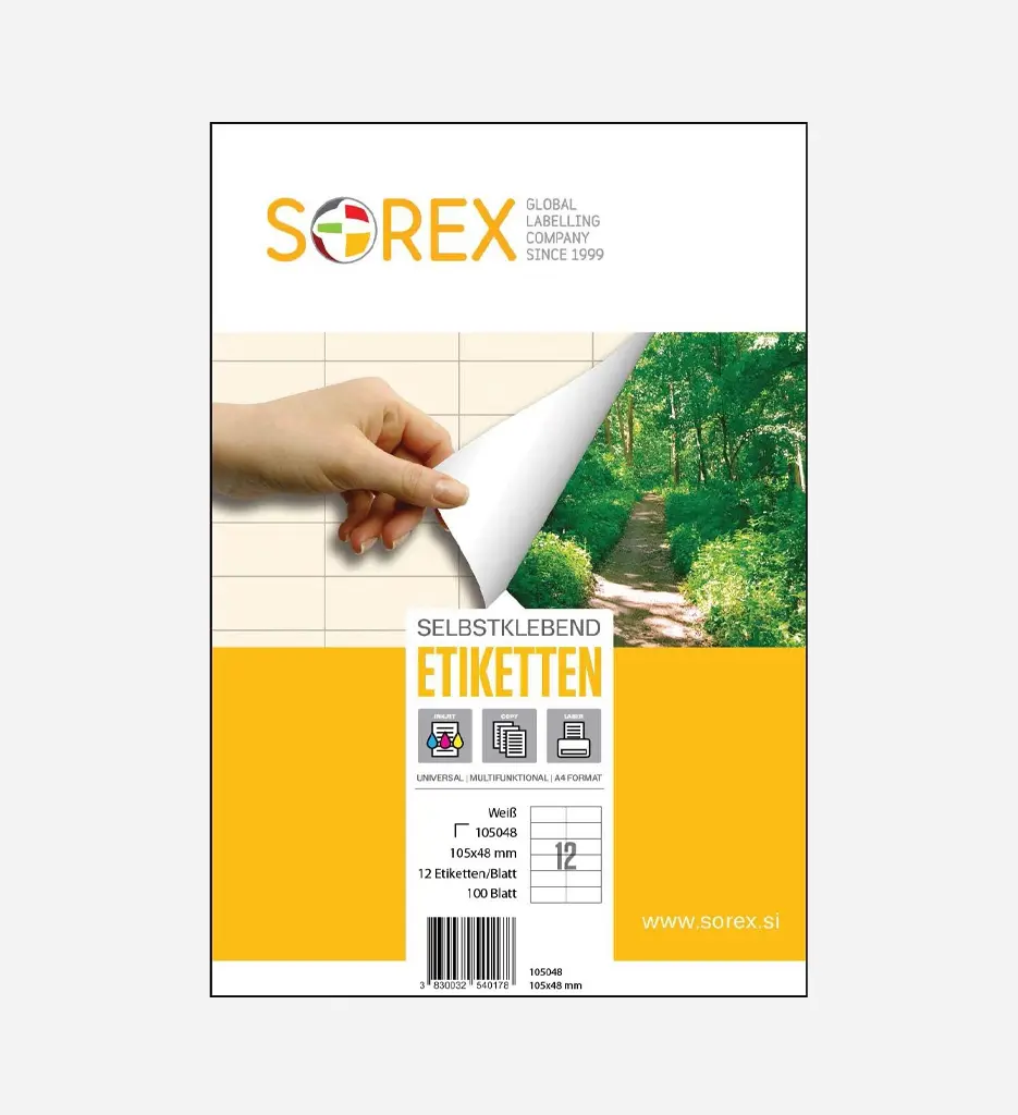 Etiquette Blanche A4/12 - Sorex