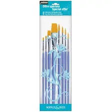 Pochette de 8 Pinceaux Plat Polyamide Doré